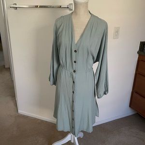 Calvin Klein Mint Green Mini Button Up Dress w/ Pockets !